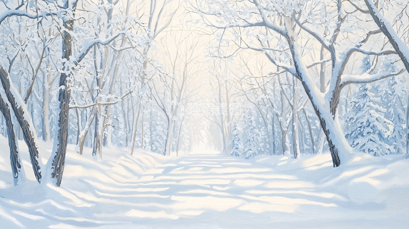 高清大图下载【趣麦麦图】冬日雪景森林小径