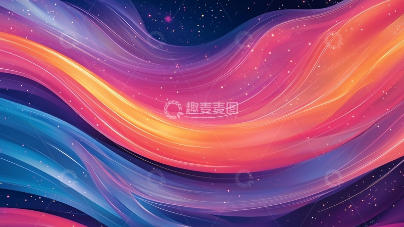高清大图下载【趣麦麦图】梦幻星空流动线条背景