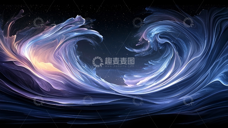 高清大图下载【趣麦麦图】梦幻星空中的波浪