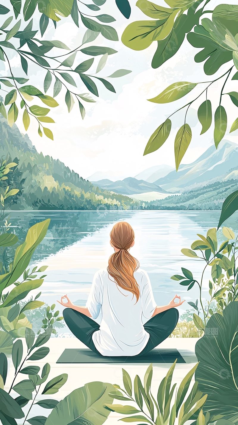 高清大图下载【趣麦麦图】湖边冥想的女子