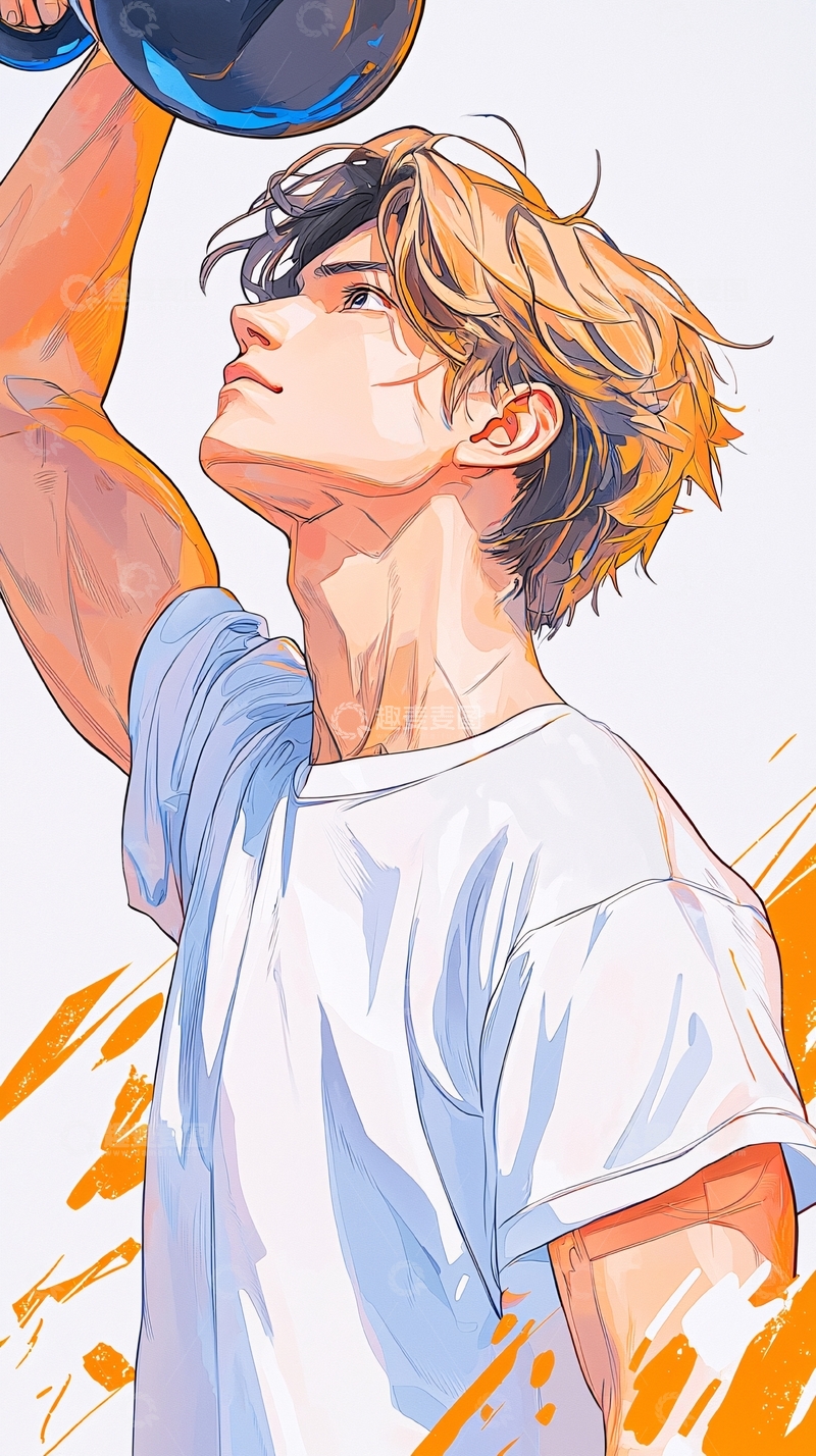 高清大图下载【趣麦麦图】健身运动动漫人物插画