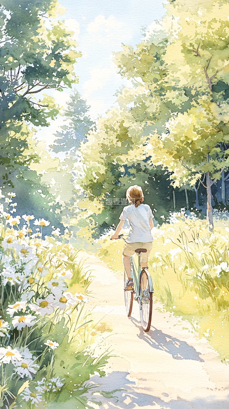 高清大图下载【趣麦麦图】夏日骑车小径风景