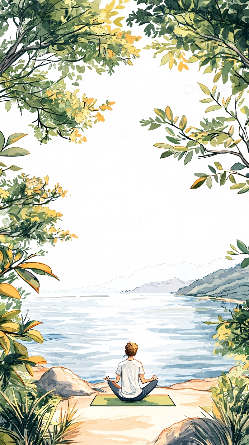 高清大图下载【趣麦麦图】湖边冥想的宁静时刻