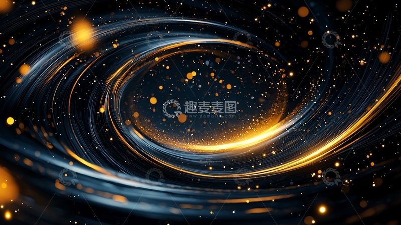 高清大图下载【趣麦麦图】金色光晕旋转星空背景