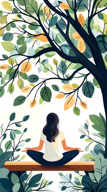 树下冥想的女人