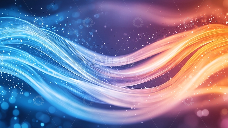 高清大图下载【趣麦麦图】蓝色橙色光波抽象背景