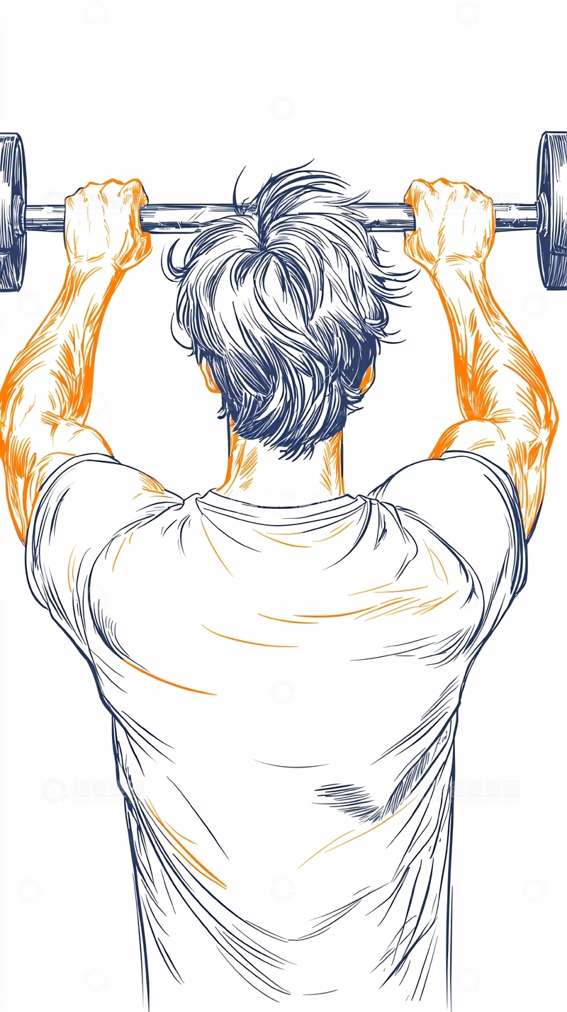高清大图下载【趣麦麦图】健身举重背部肌肉锻炼插画