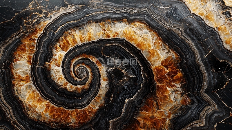 高清大图下载【趣麦麦图】螺旋纹理石英矿石切片