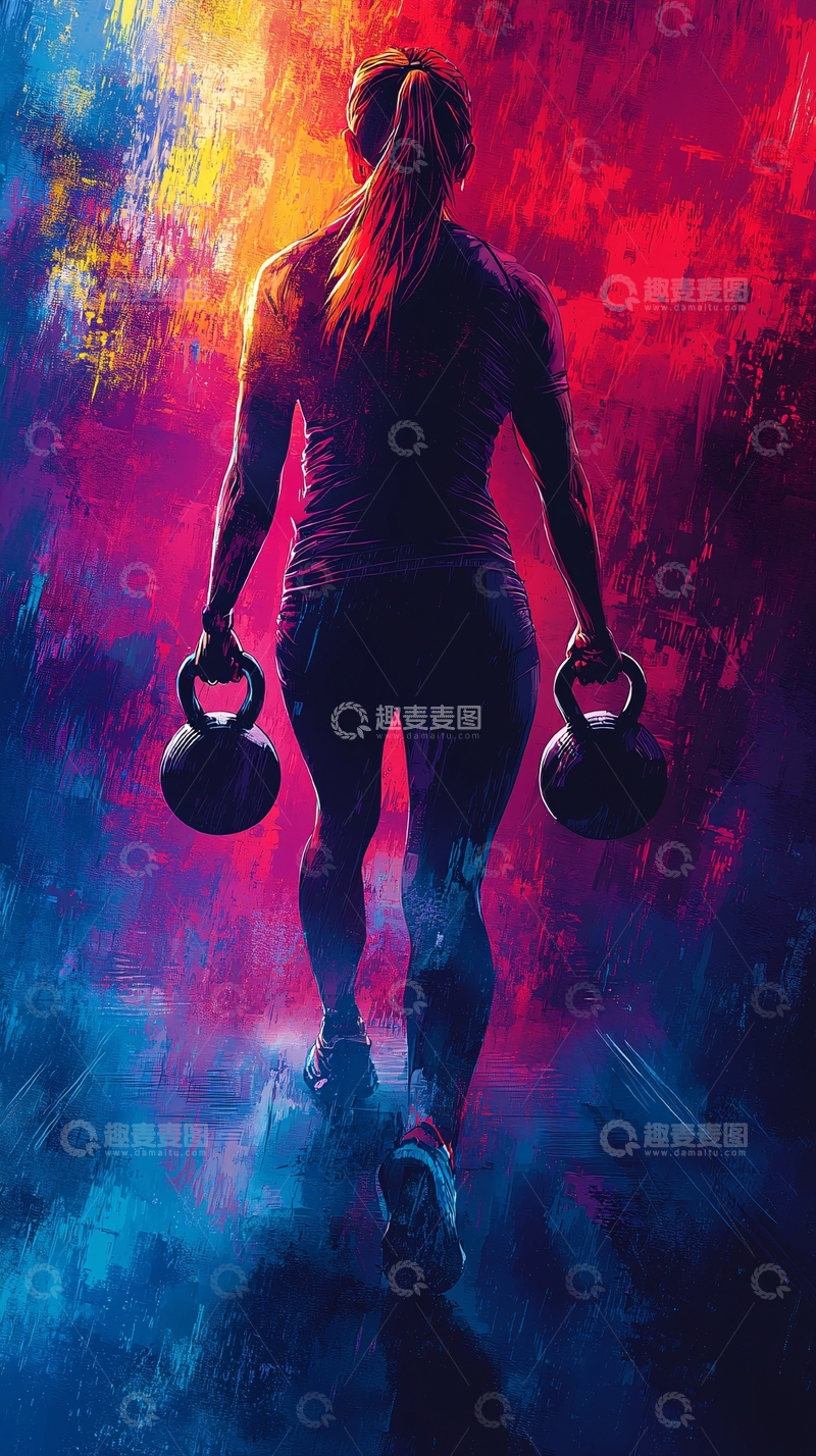 高清大图下载【趣麦麦图】健身运动女性力量训练