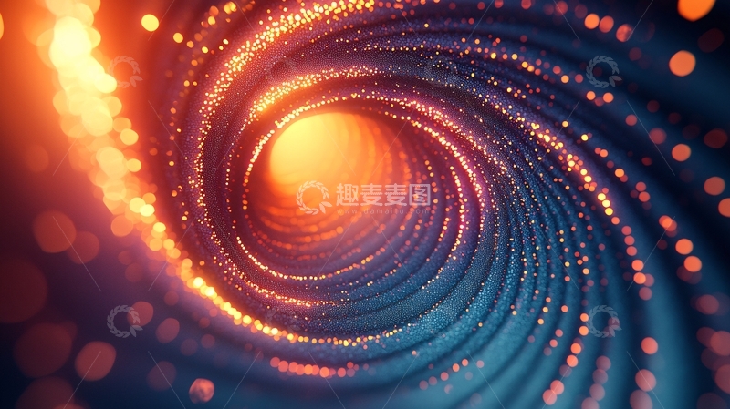 高清大图下载【趣麦麦图】光点螺旋隧道背景素材