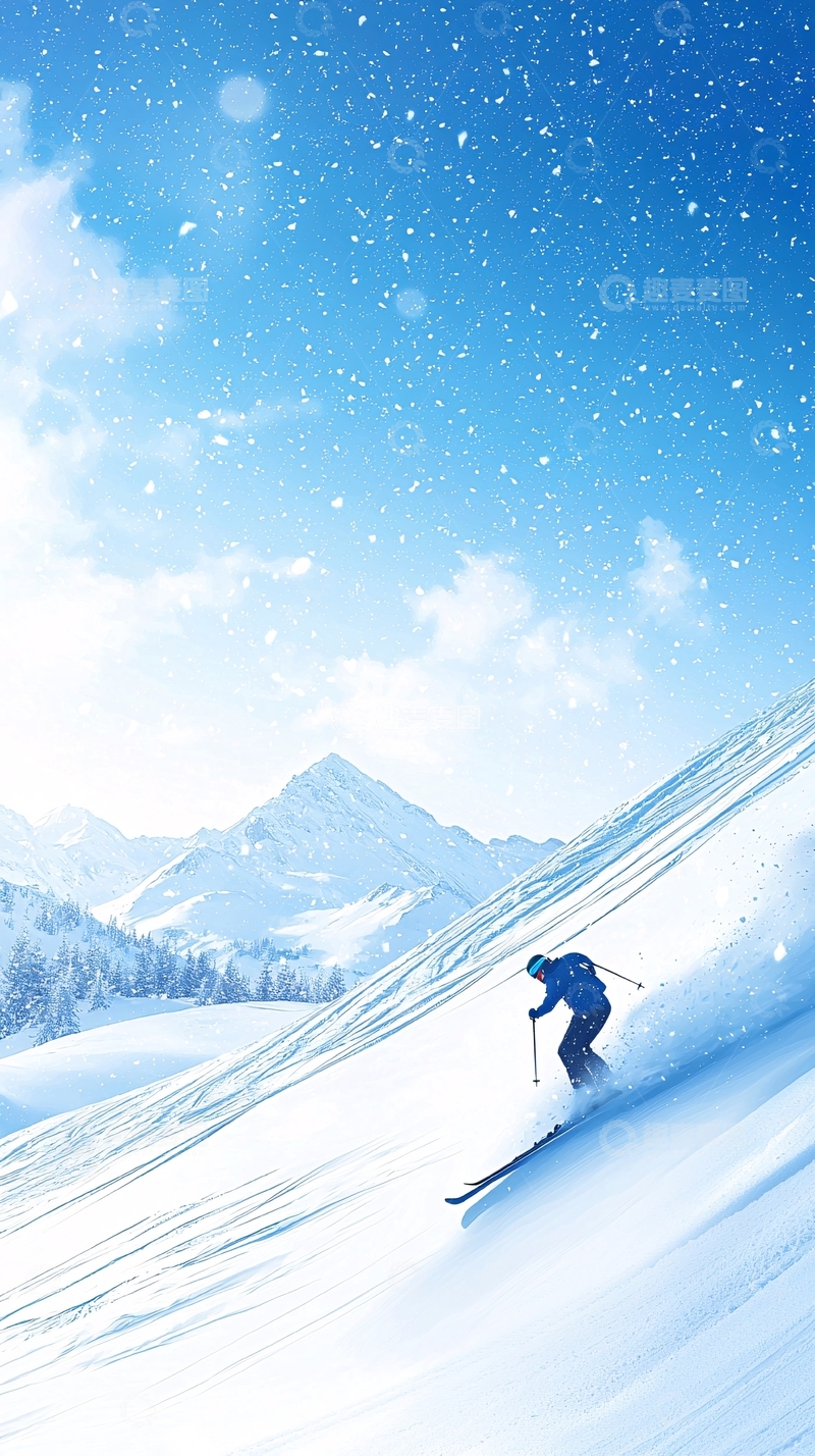 高清大图下载【趣麦麦图】滑雪山景雪地运动