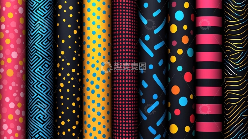 高清大图下载【趣麦麦图】色彩斑斓几何图案背景素材