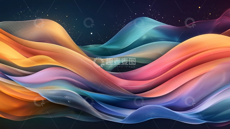高清大图下载【趣麦麦图】抽象波浪线条艺术背景