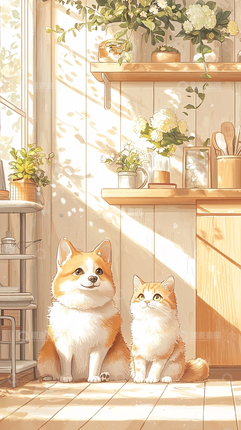 高清大图下载【趣麦麦图】阳光下的温馨宠物时光