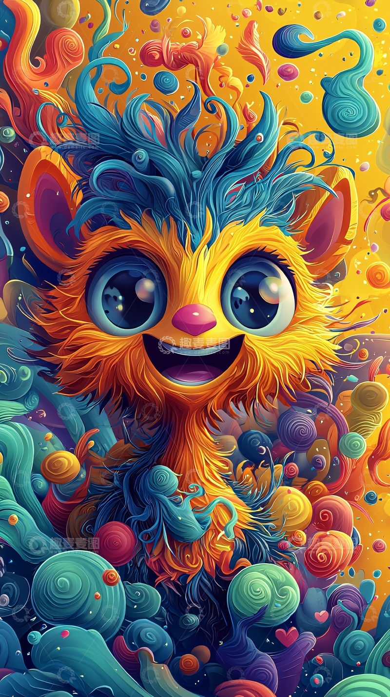 高清大图下载【趣麦麦图】色彩斑斓的卡通毛绒动物