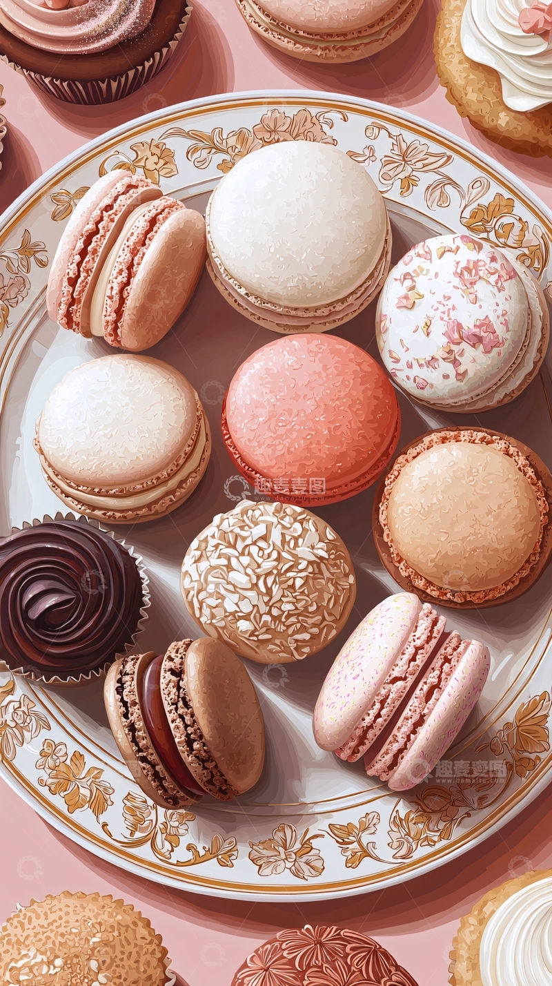 高清大图下载【趣麦麦图】法式马卡龙甜点集合