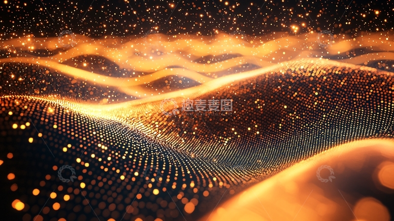 高清大图下载【趣麦麦图】金色粒子波浪动态背景