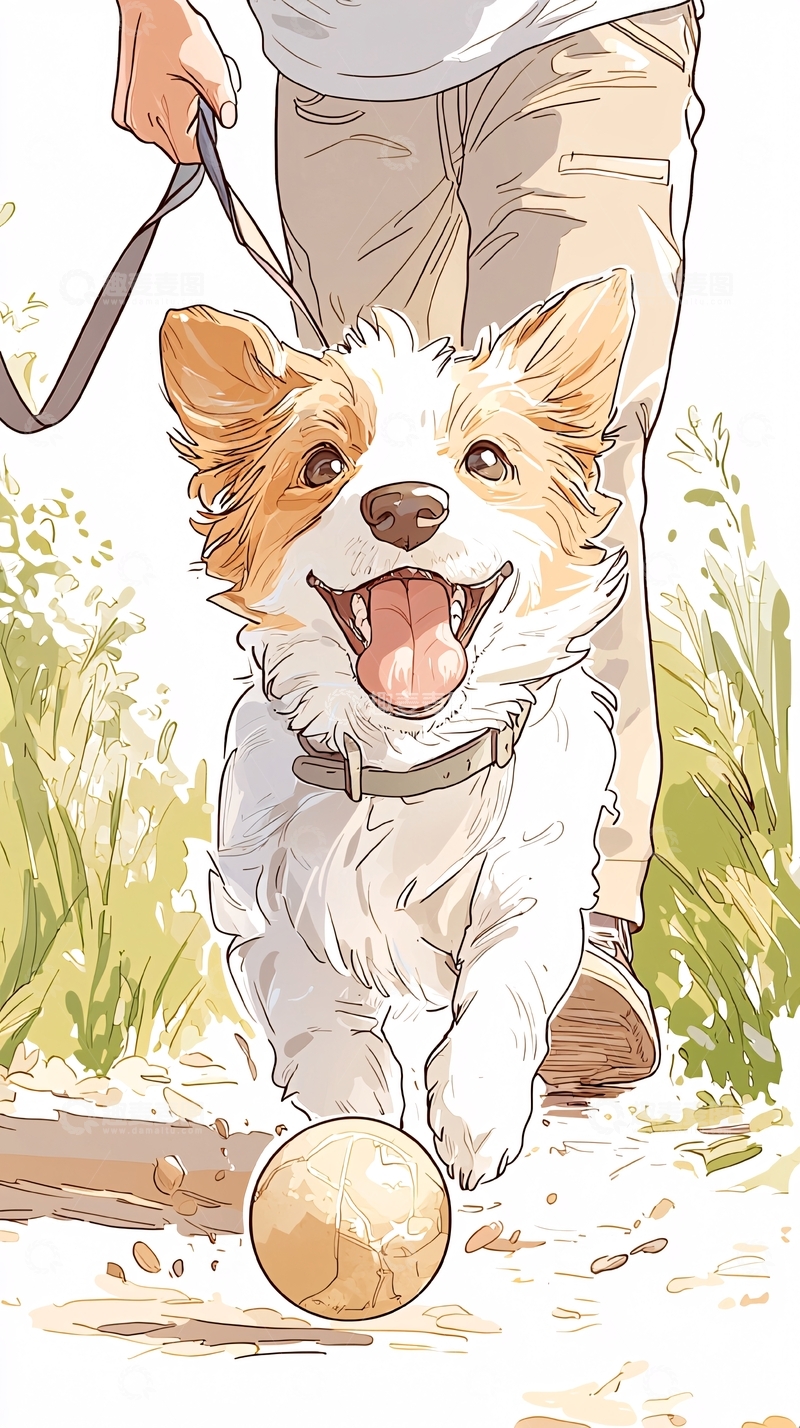 高清大图下载【趣麦麦图】户外散步的可爱柯基犬