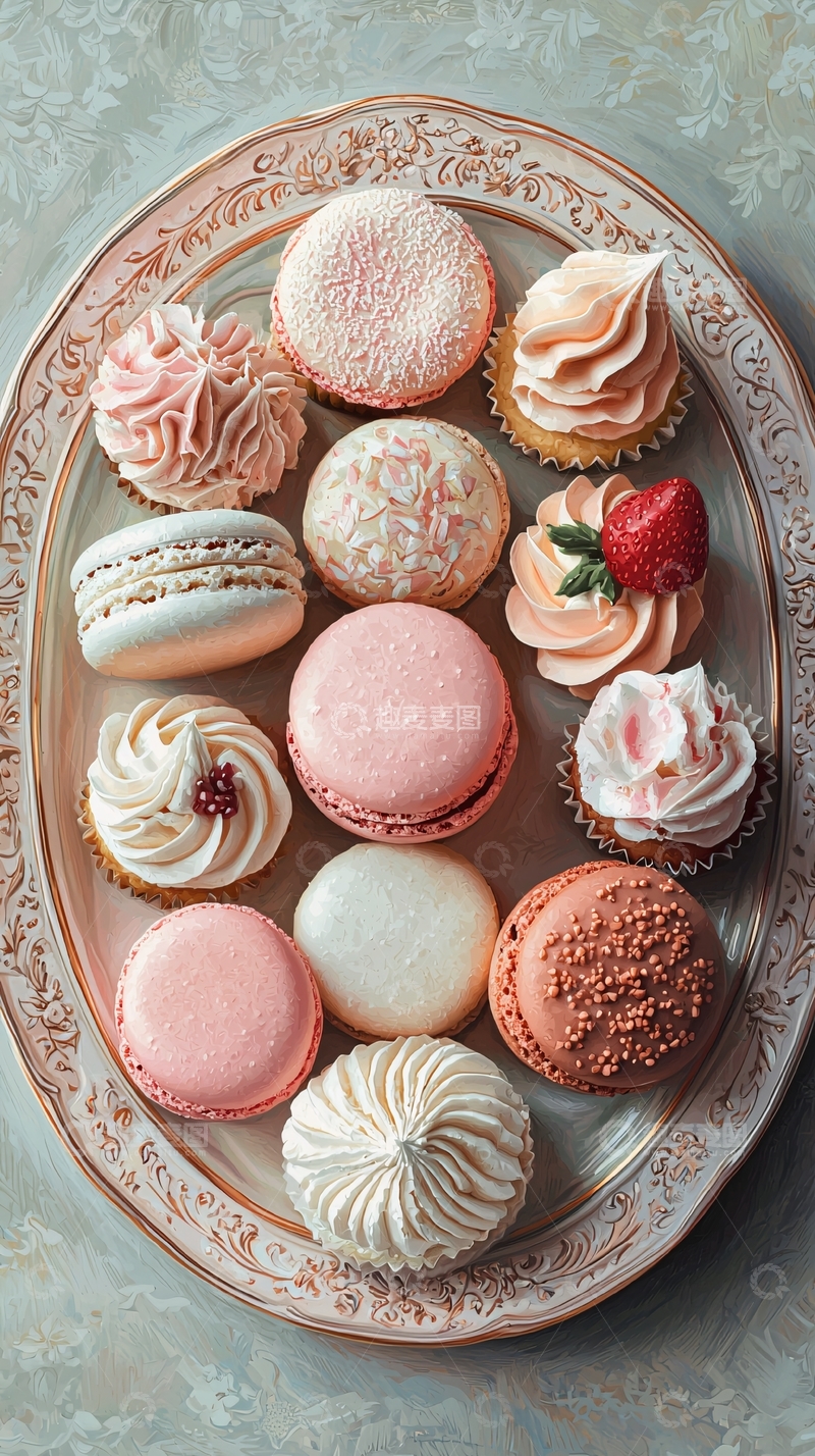 高清大图下载【趣麦麦图】粉色系甜点盘子