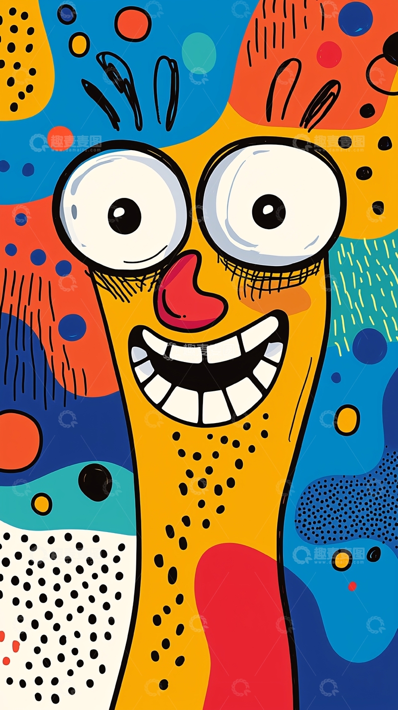 高清大图下载【趣麦麦图】卡通人物插画背景素材