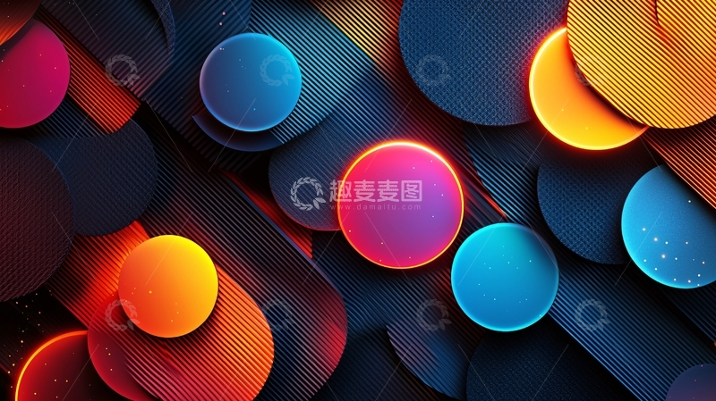 高清大图下载【趣麦麦图】霓虹色彩几何抽象背景