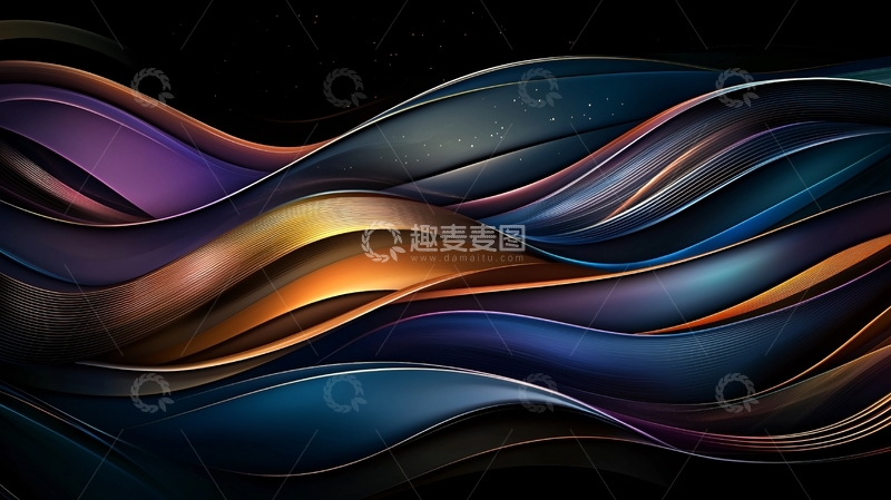 高清大图下载【趣麦麦图】抽象波浪线条背景素材