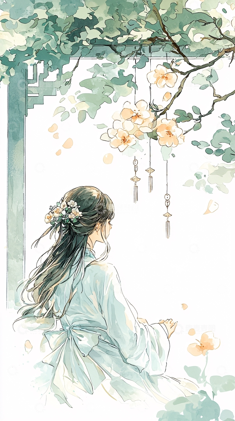 高清大图下载【趣麦麦图】古风少女与花灯