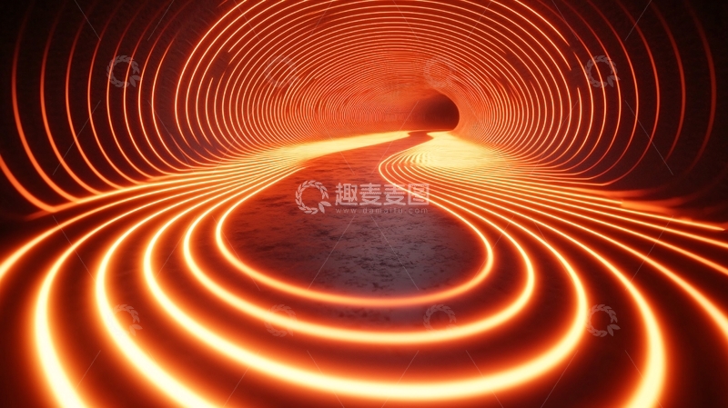 高清大图下载【趣麦麦图】红色螺旋光效隧道背景