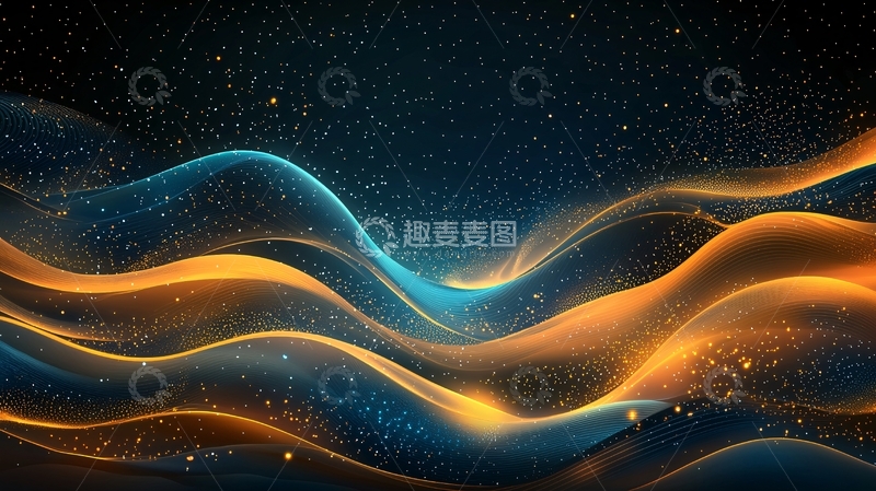 高清大图下载【趣麦麦图】夜空下的波浪形光带