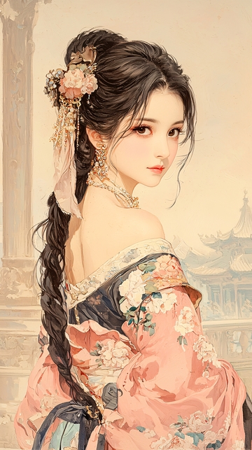 古典美人古风服饰插画