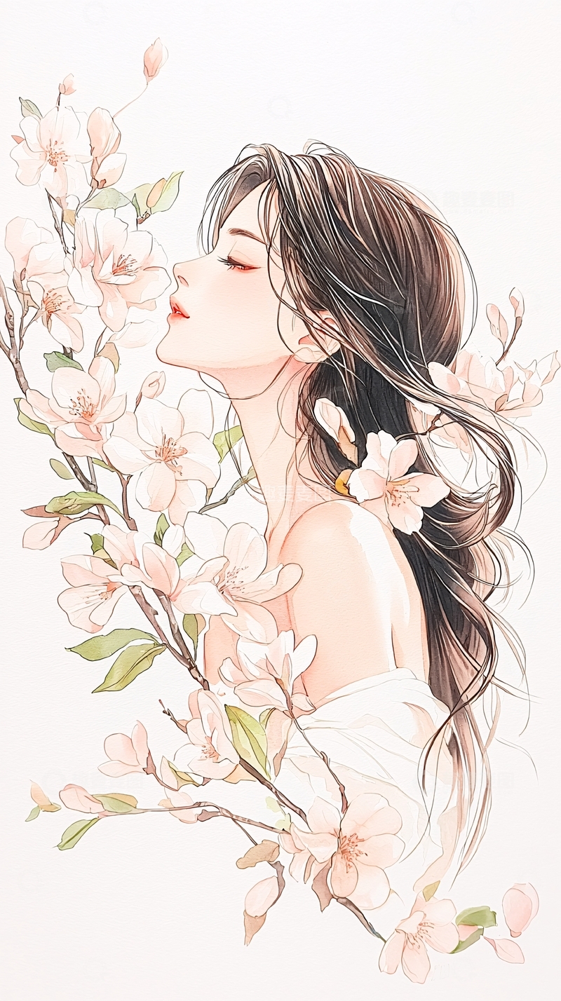 高清大图下载【趣麦麦图】春日花香与温柔少女