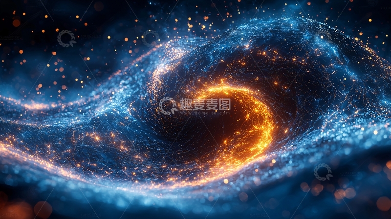 高清大图下载【趣麦麦图】蓝色漩涡星云背景素材
