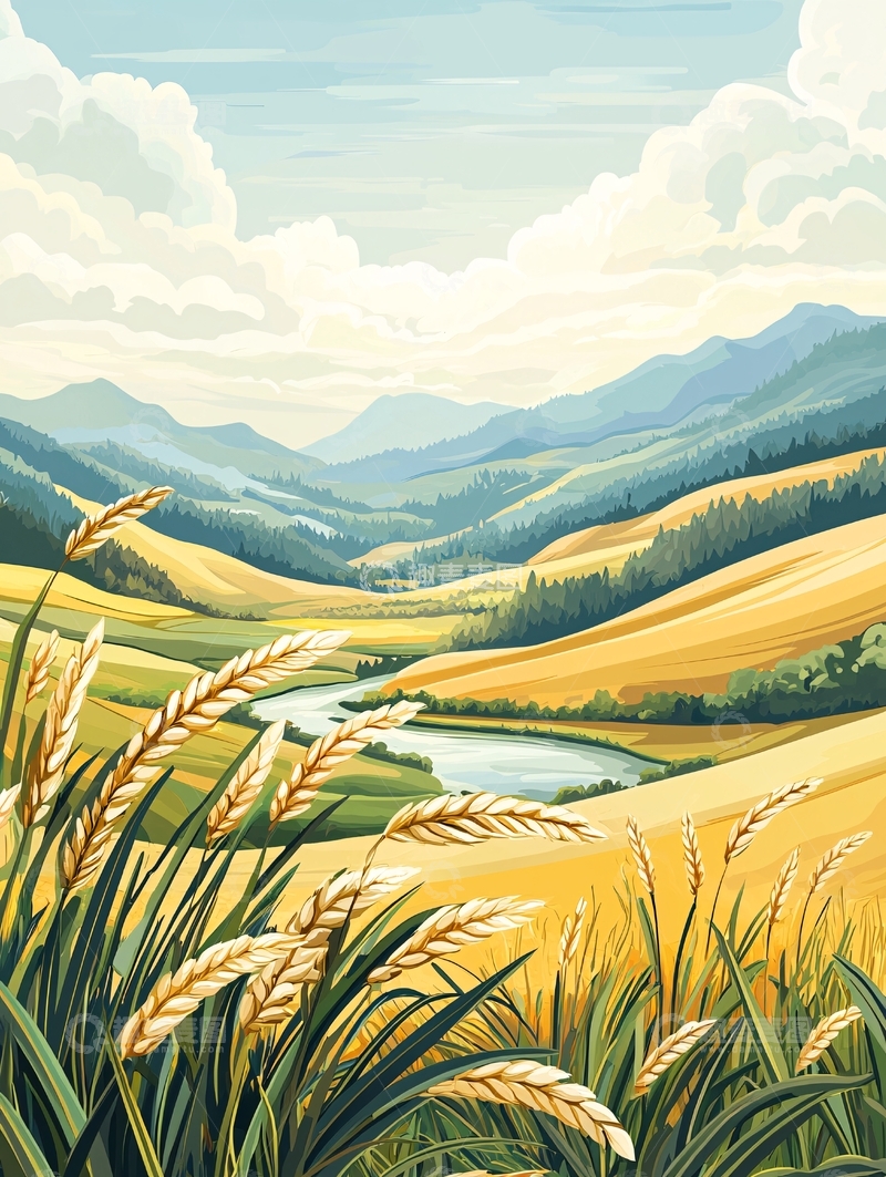 高清大图下载【趣麦麦图】金秋田野风景图