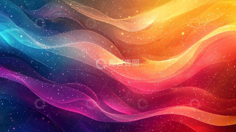 高清大图下载【趣麦麦图】梦幻色彩渐变波浪背景