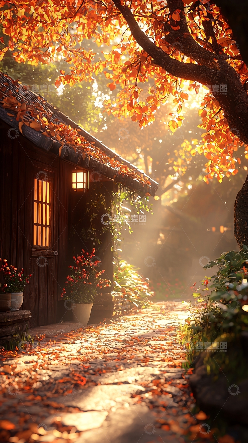 高清大图下载【趣麦麦图】秋日小院阳光明媚