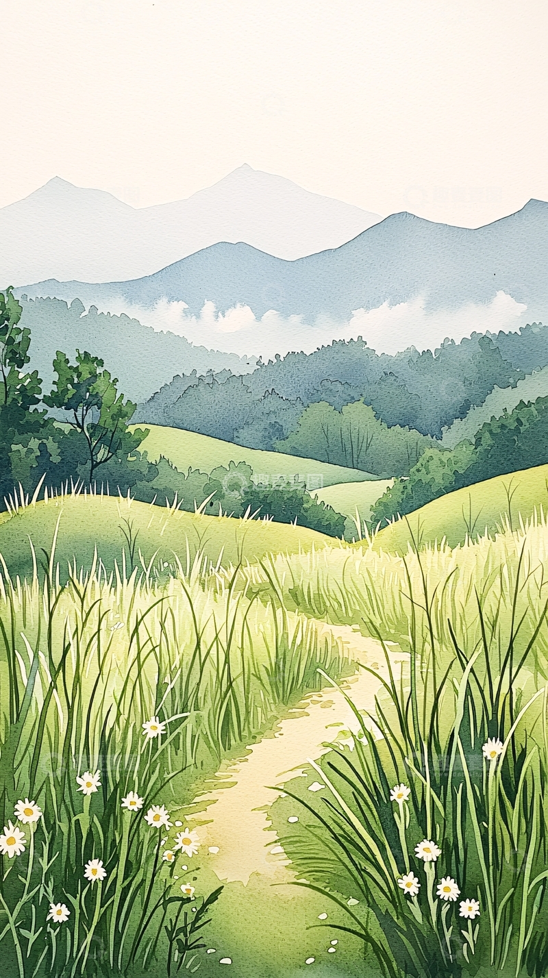 高清大图下载【趣麦麦图】山间小径与野花