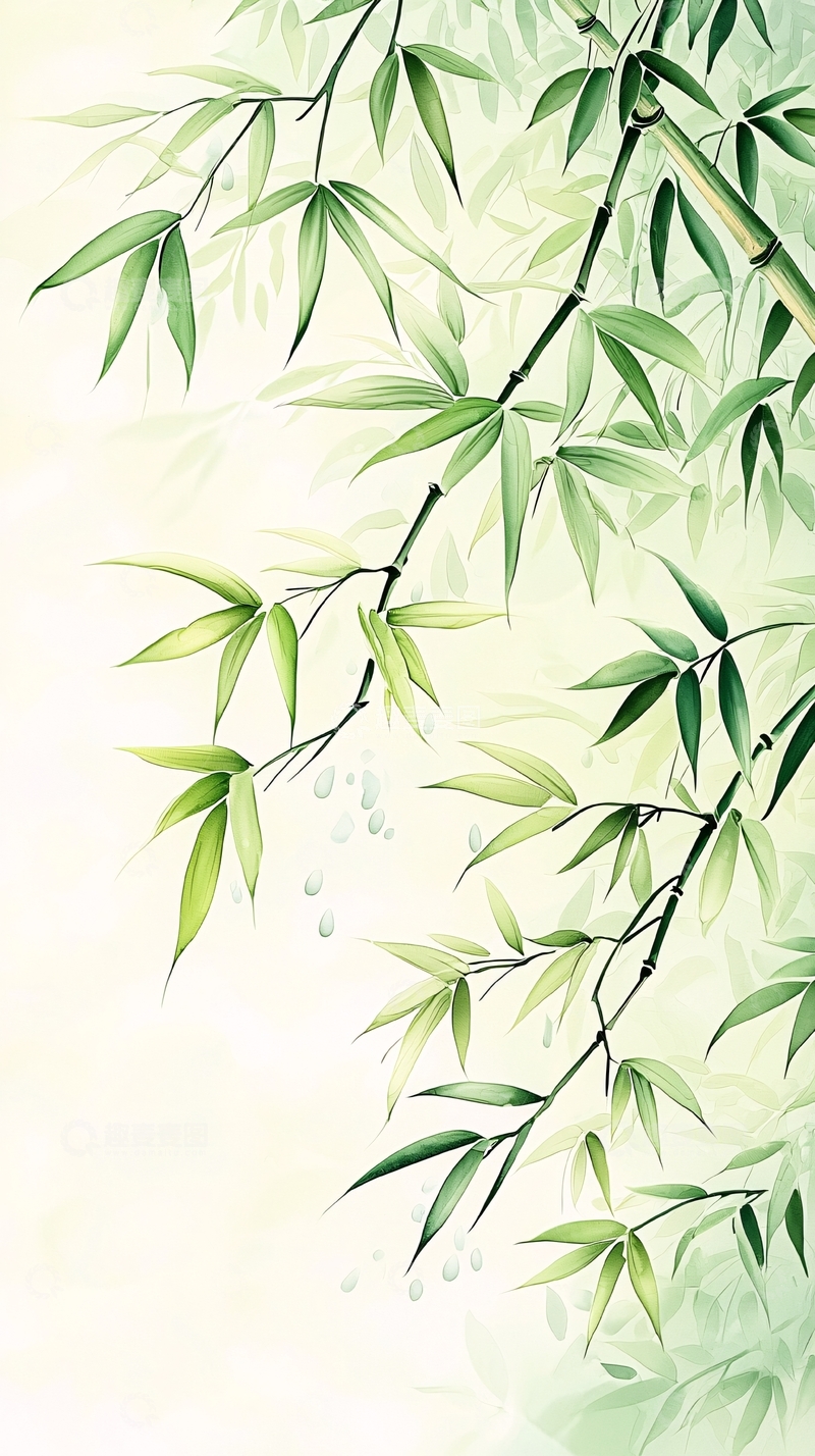 高清大图下载【趣麦麦图】清新竹叶背景图