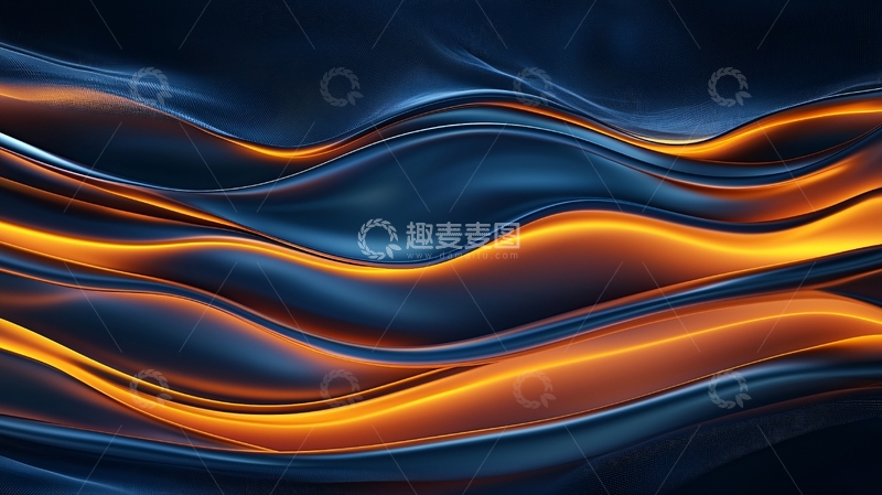 高清大图下载【趣麦麦图】蓝色橙色波浪抽象背景