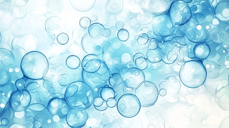 高清大图下载【趣麦麦图】蓝色泡泡水滴背景图