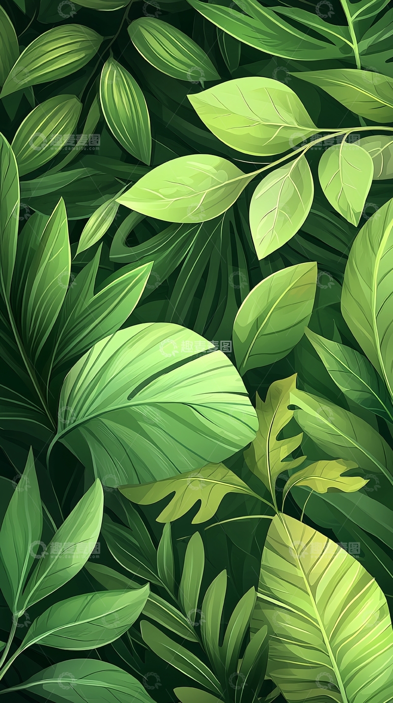 高清大图下载【趣麦麦图】热带雨林植物叶子背景图