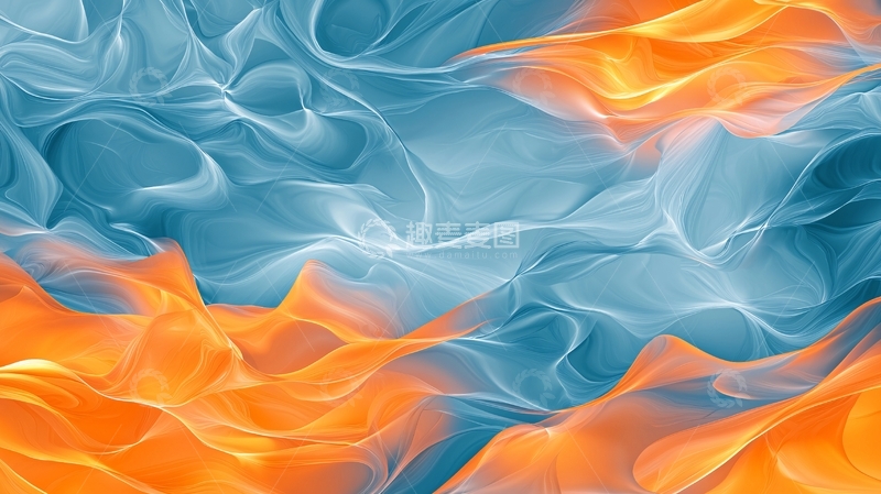 高清大图下载【趣麦麦图】抽象流动橙蓝渐变背景