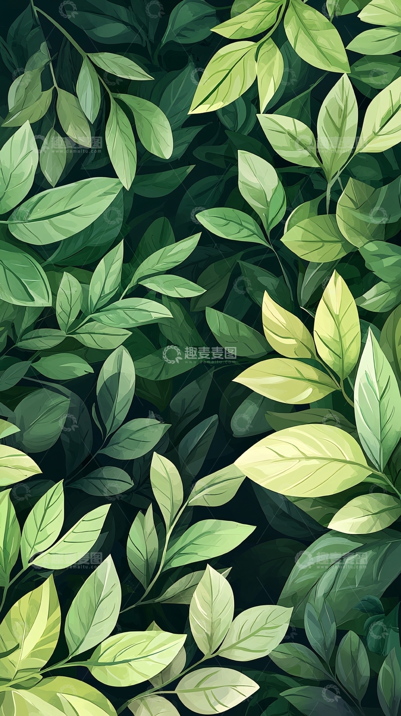 高清大图下载【趣麦麦图】绿色植物叶子背景图