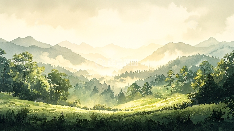 高清大图下载【趣麦麦图】晨雾山林自然风光