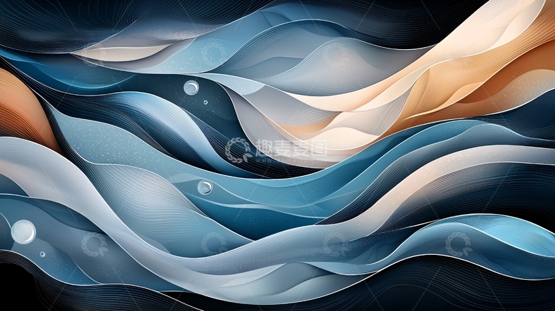 高清大图下载【趣麦麦图】抽象波浪线条艺术背景
