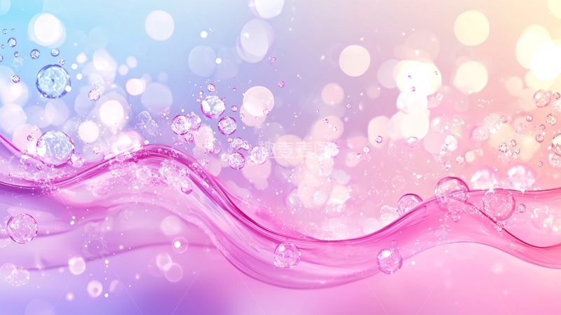 高清大图下载【趣麦麦图】梦幻粉色波浪水珠背景