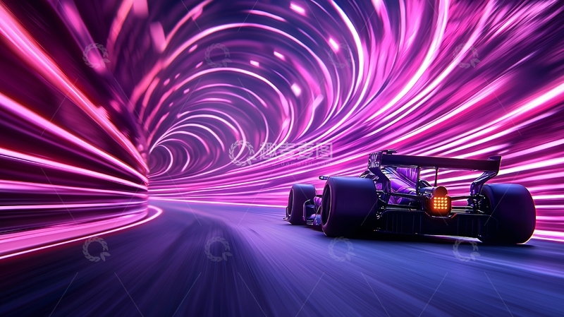 高清大图下载【趣麦麦图】赛车穿越未来时空隧道