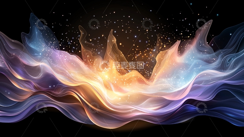 高清大图下载【趣麦麦图】梦幻星河流动波纹背景