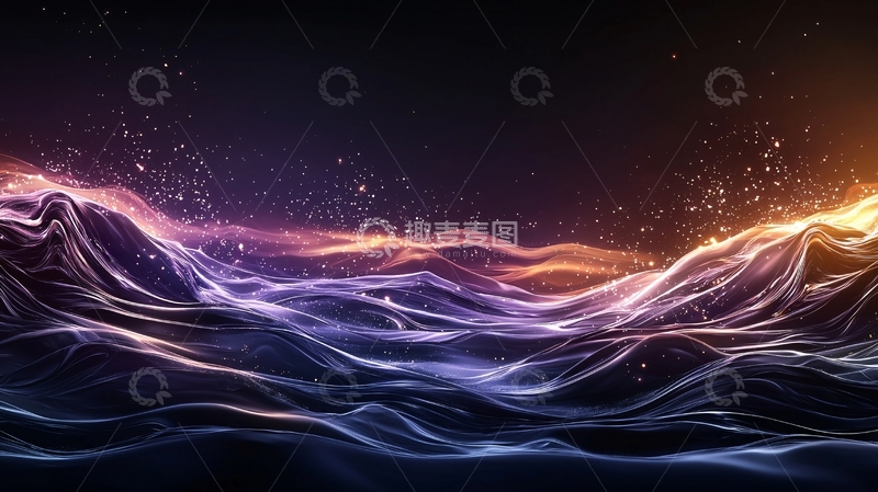 高清大图下载【趣麦麦图】梦幻星辰海洋波浪背景图