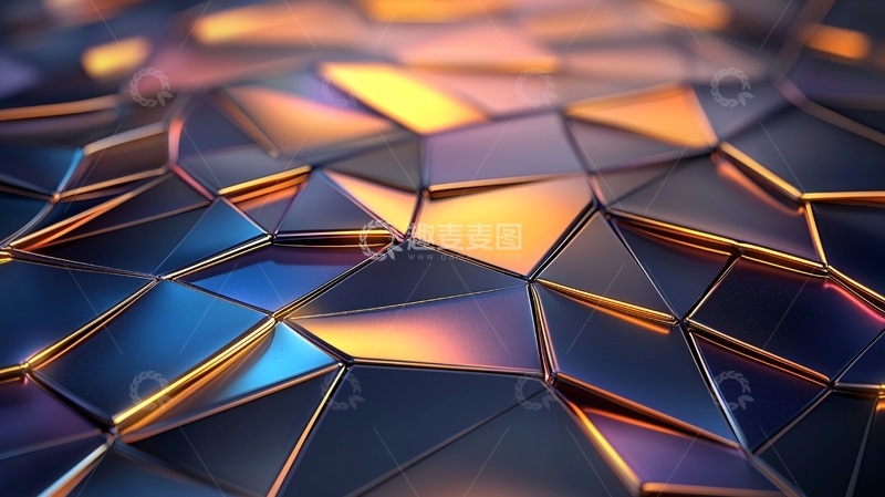 高清大图下载【趣麦麦图】几何金属质感三角形背景