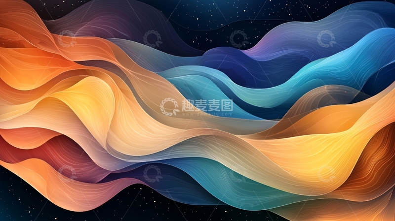 高清大图下载【趣麦麦图】抽象色彩波浪背景图